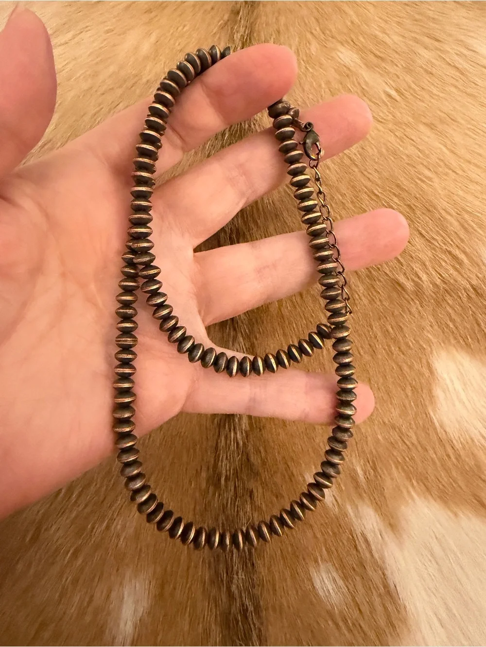 ❤️ 6mm Oxidized Copper Saucer Navajo Style Southwestern 32.5G Necklace 20+2”L